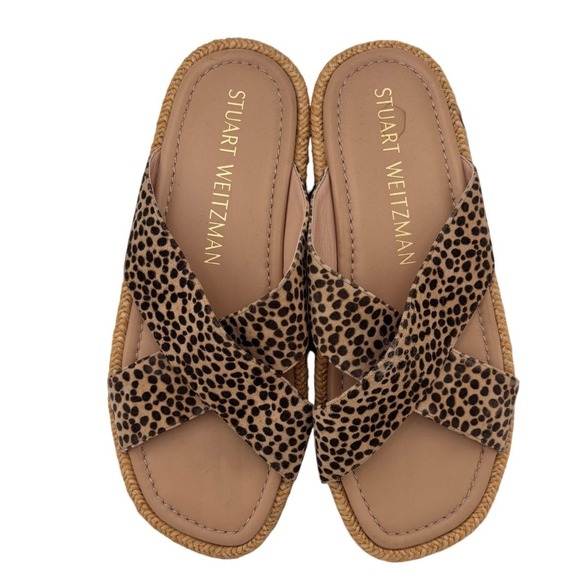 Stuart Weitzman Roza Animal-Print Crisscross Slide Sandal Size 40 - Picture 4 of 6